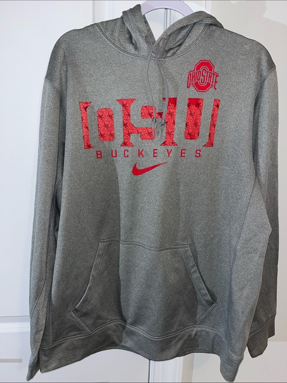 Nike Ohio State Buckeyes Fleece Hooded Hoodie BIG OSU sweatshirt-L Adult Unisex